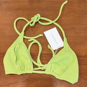 Matthew Bruch Triangle Ribbed Green Bikini Swim Top Sz 4 NWT Beach Festival
